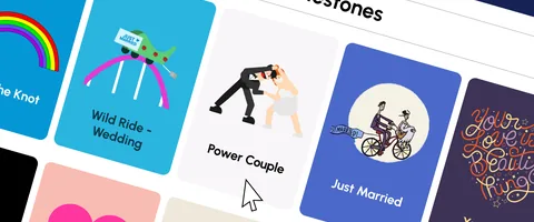 A selection of colourful digital wedding cards for Interac e-Transfer.