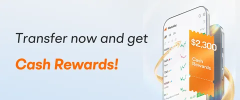 A moomoo campaign graphic advertises up to $2,300 in cash rewards for transferring assets.