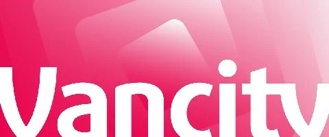 A white Vancity wordmark on a pink geometric background.